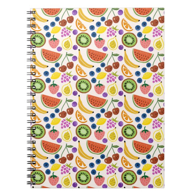 Cuaderno Dibujo de frutas adorables Seamless Pattern (Frente)