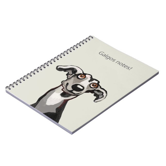 Cuaderno Dibujo de Galgo en negro, blanco y gris (Lado Izquierdo)