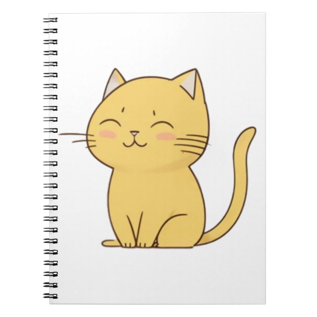 Cuaderno Dibujo de gato amarillo lindo kawaii (Frente)
