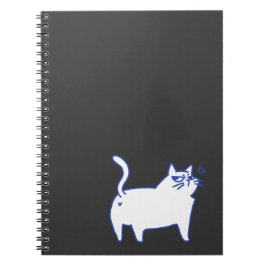 Cuaderno Dibujo de gato blanco lindo divertido