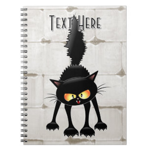 Cuaderno Dibujo de Gato Negro Divertido y Feroz 