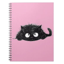 Dibujo de gato negro lindo (Bkgrd rosado)