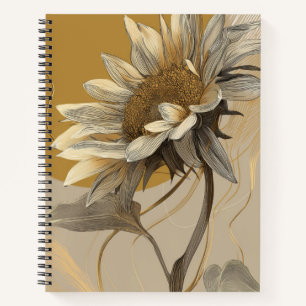 Cuaderno Dibujo de girasol minimalista neutro