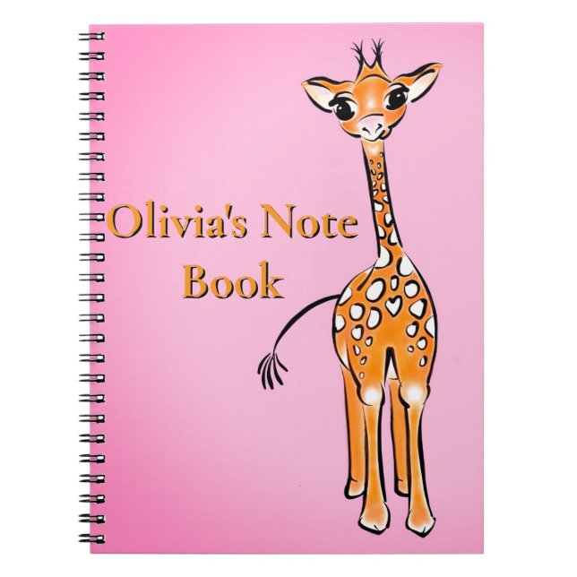 Cuaderno Dibujo de jirafa, animales de safari personalizado (Frente)
