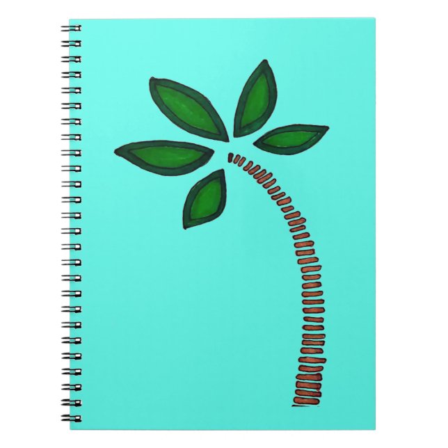 Cuaderno Dibujo de la palmera arcoiris con fondo azul (Frente)