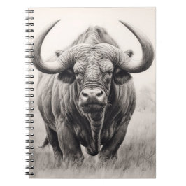 Cuaderno Dibujo de lápiz de búfalo africano