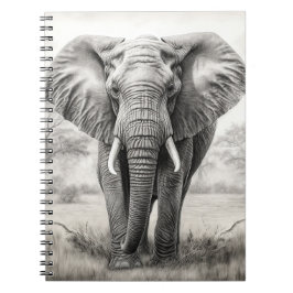 Cuaderno Dibujo de lápiz de elefantes africanos