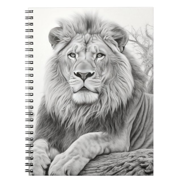 Cuaderno Dibujo de lápiz de león africano (Frente)