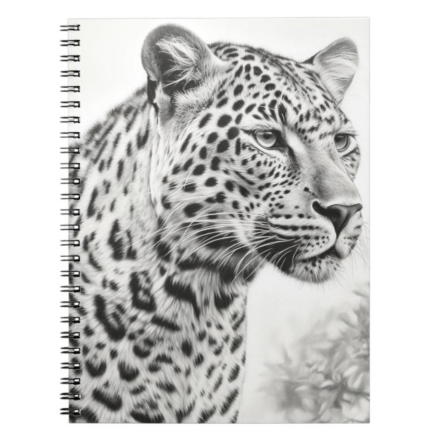 Cuaderno Dibujo de lápiz de leopardo africano (Frente)