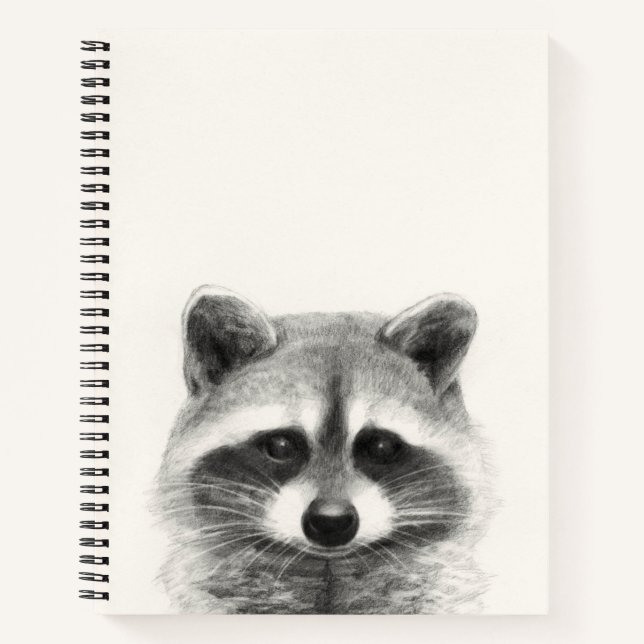 Cuaderno Dibujo de lápiz de mapache (Anverso)