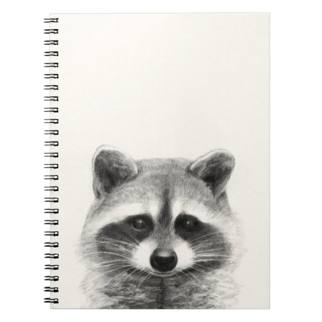 Cuaderno Dibujo de lápiz de mapache (Frente)