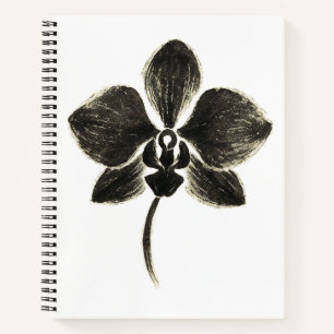 Cuaderno Dibujo de línea orquídea - Bloc de notas botánico