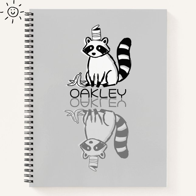 Cuaderno Dibujo de Mapache Gris Lindo con Nombre Personaliz (Subido por el creador)
