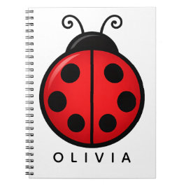 Cuaderno Dibujo de mariquita roja linda con nombre personal