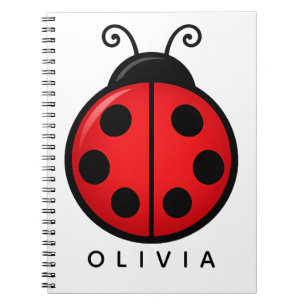 Cuaderno Dibujo de mariquita roja linda con nombre personal