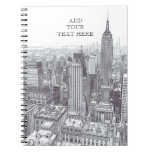 Cuaderno Dibujo de paisaje de la ciudad de Nueva York perso