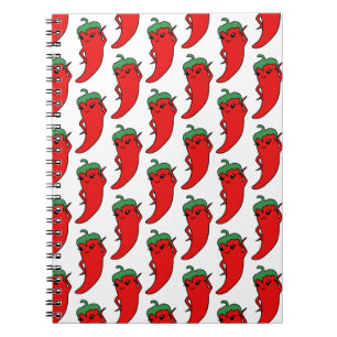 Cuaderno Dibujo de patrón de pimiento chili Kawaii