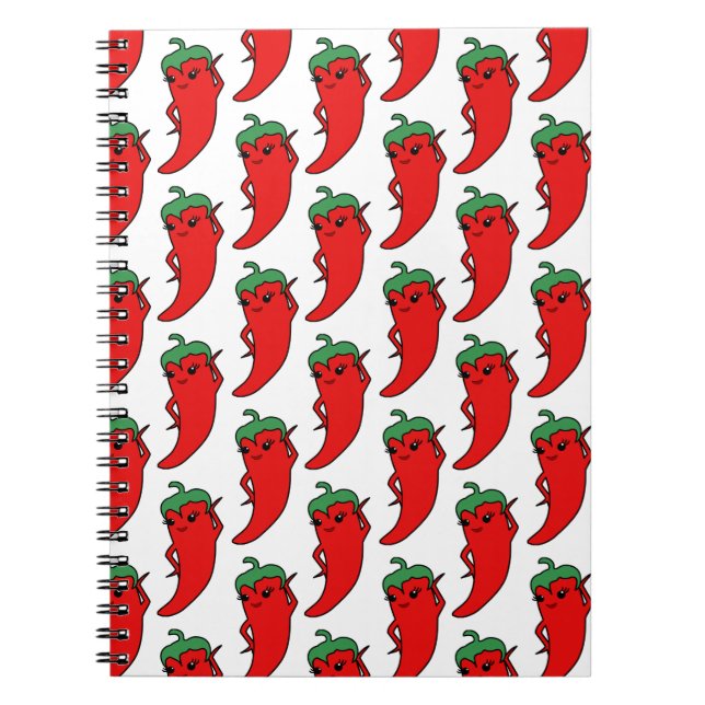 Cuaderno Dibujo de patrón de pimiento chili Kawaii (Frente)