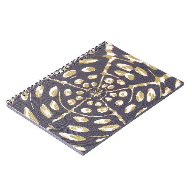 Cuaderno Dibujo de patrón radial de polka verde oliva Impri (Lado Izquierdo)
