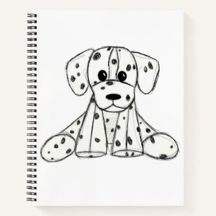 Cuaderno Dibujo de perro de peluche dálmata contorno simple