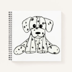 Cuaderno Dibujo de perro de peluche dálmata contorno simple