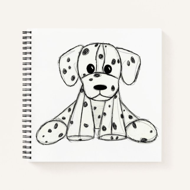 Cuaderno Dibujo de perro de peluche dálmata contorno simple (Anverso)