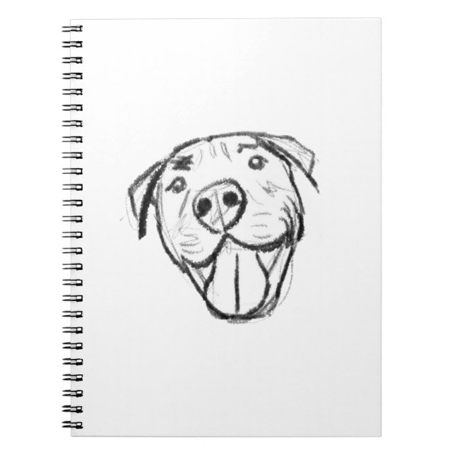 Cuaderno dibujo de pitbull simple amantes de perros blanco  (Frente)