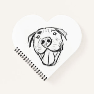 Cuaderno dibujo de pitbull simple amantes de perros blanco