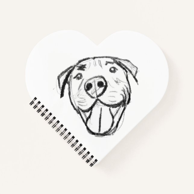 Cuaderno dibujo de pitbull simple amantes de perros blanco  (Anverso)
