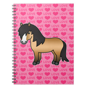 Cuaderno Dibujo de pony Shetland Buckskin sobre fondo rosa