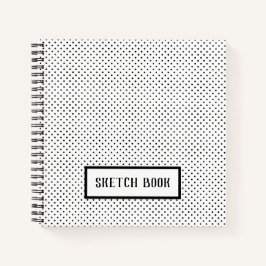 Cuaderno Dibujo de puntos de polka negra blanca