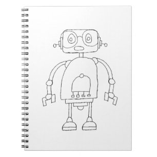 Cuaderno Dibujo de robot inteligente simple con mano