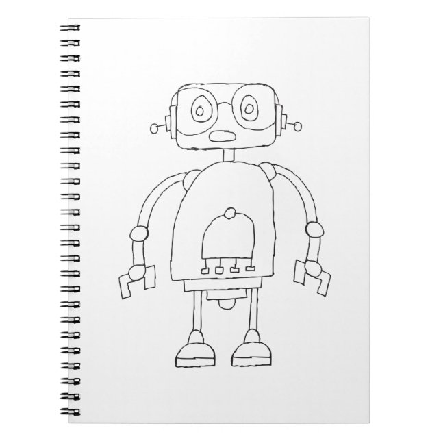 Cuaderno Dibujo de robot inteligente simple con mano (Frente)