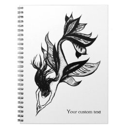 Cuaderno Dibujo de tinta blanca estilo tatuaje de Sirena