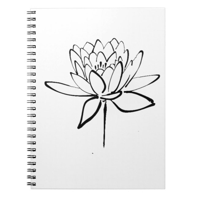 Cuaderno Dibujo de tinta blanca y negra en las flores de Lo (Frente)