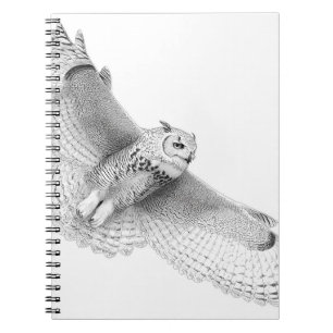 Cuaderno Dibujo de tinta de búho grandioso en alza