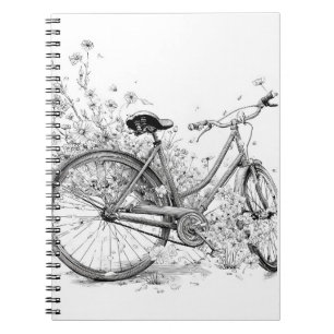 Cuaderno Dibujo de tinta de flor silvestre de bicicleta ant