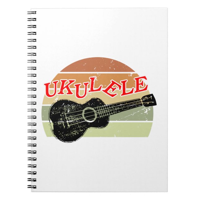 Cuaderno Dibujo de Ukulele con problemas de ocaso retro (Frente)