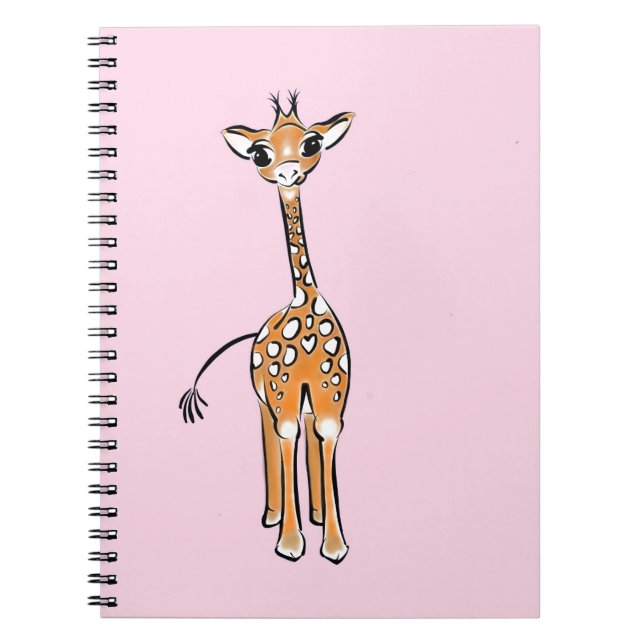 Cuaderno Dibujo de una jirafa cutánea, animales de safari (Frente)
