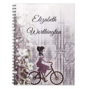 Cuaderno Dibujo de una joven en bicicleta