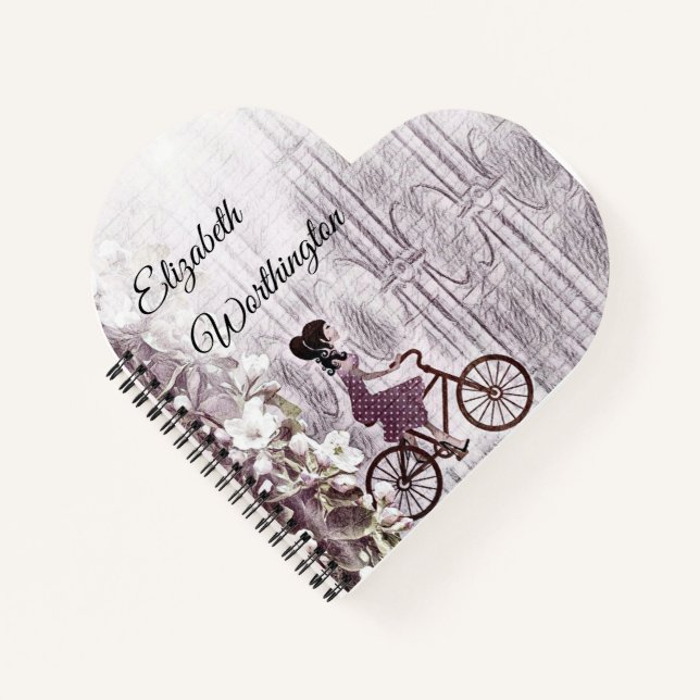 Cuaderno Dibujo de una joven en bicicleta (Anverso)