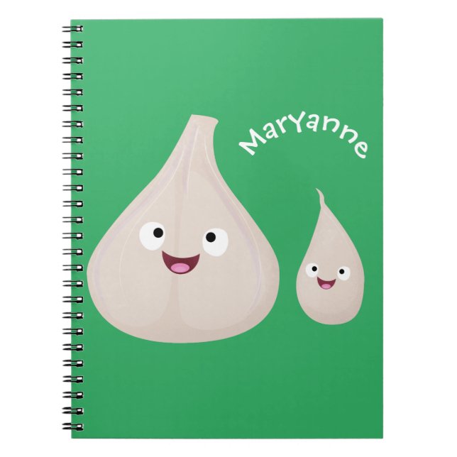 Cuaderno Dibujo de vegetal de ajo lindo en estilo cartoon (Frente)