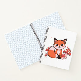 Cuaderno Dibujo de zorro Kawaii lindo con hongos