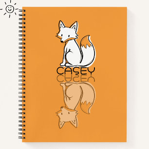 Cuaderno Dibujo de zorro naranja lindo con nombre personali