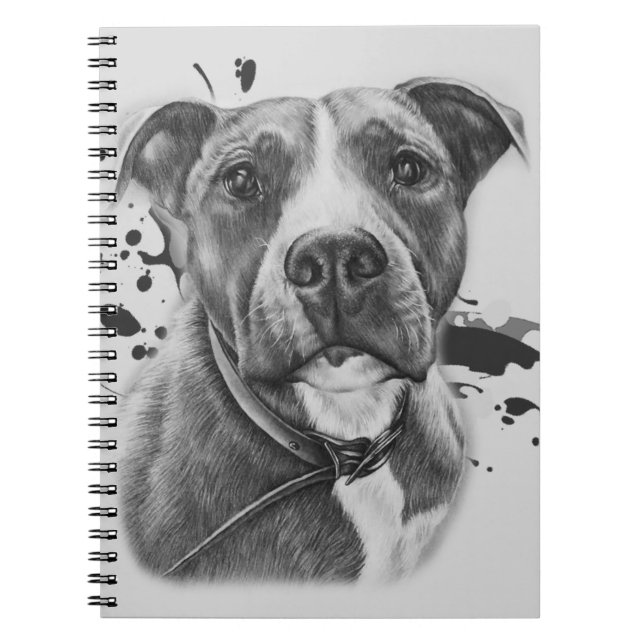 Cuaderno Dibujo del arte animal del perro de Pitbull en la (Frente)