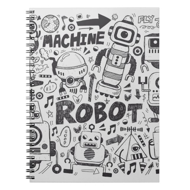 Cuaderno Dibujo del ilustrador del robot Doodle (Frente)