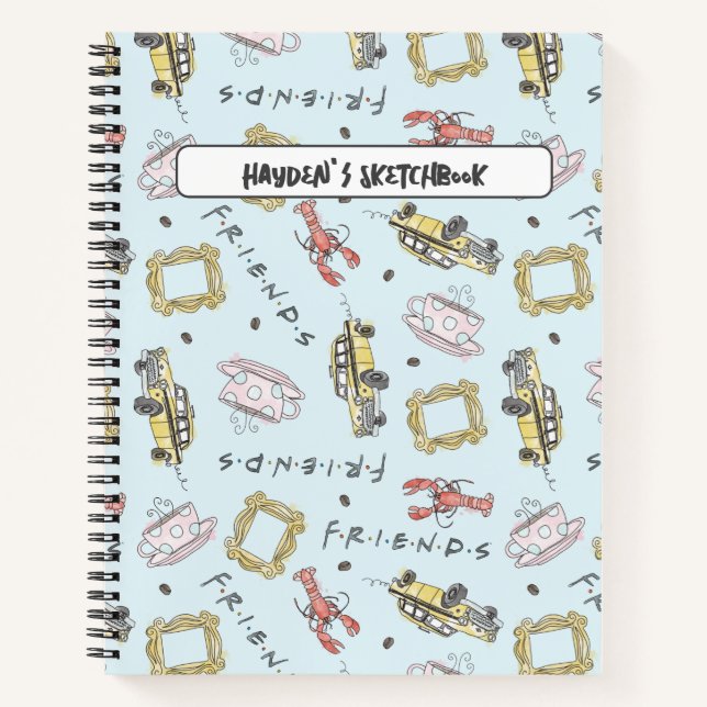 Cuaderno Dibujo del patrón de iconos de acuarela de FRIENDS (Anverso)