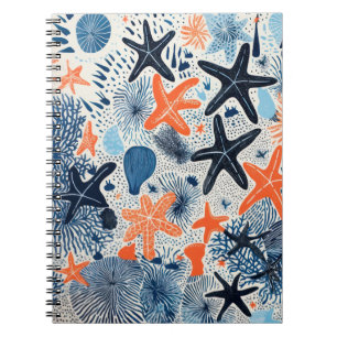 Cuaderno Dibujo del patrón de la playa de Starfish