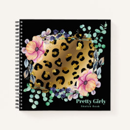 Cuaderno Dibujo del Purpurina de oro de impresión de animal