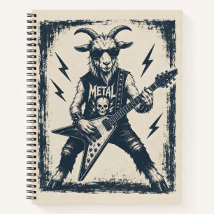Cuaderno Dibujo divertido de cabra heavy metal vintage rock